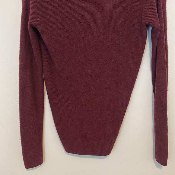 Halogen Burgundy Off-Shoulder Cashmere Blend Sweater, Small - Picture 3 of 10